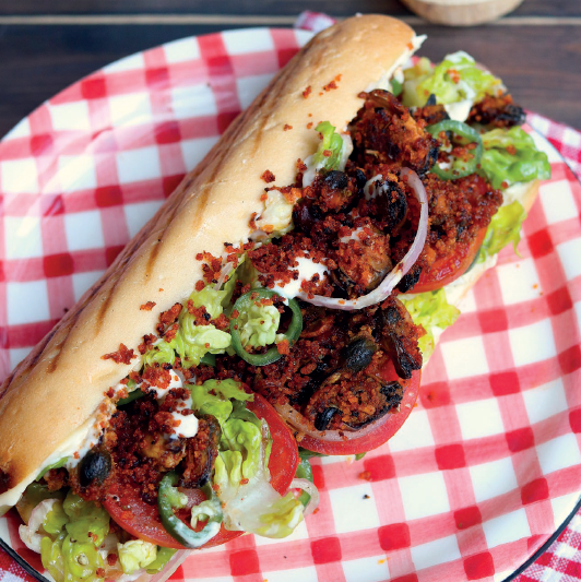 Po’boy with Fried Smoked Mussels