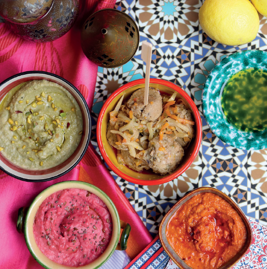 Rainbow Hummus with Oatmeal Balls